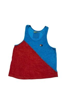 Aviator Nation Terry Cloth Blue & Red Color Block Tank top Size Large